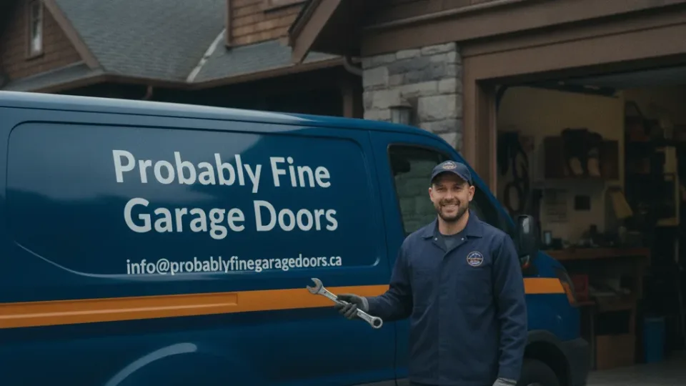 Probably Fine technician beside the branded service van at a Greater Vancouver home