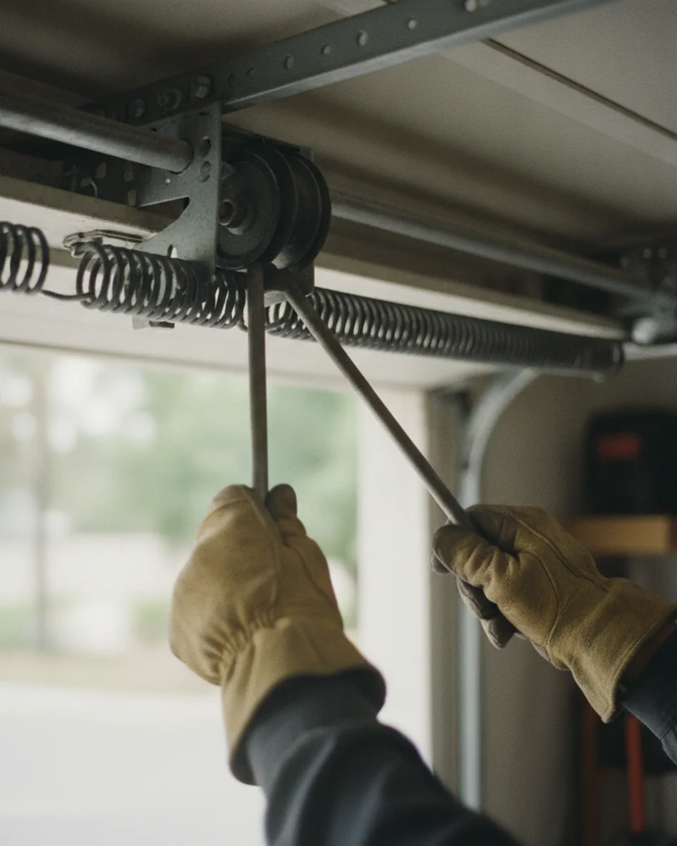 Garage door torsion spring replacement by a Probably Fine technician